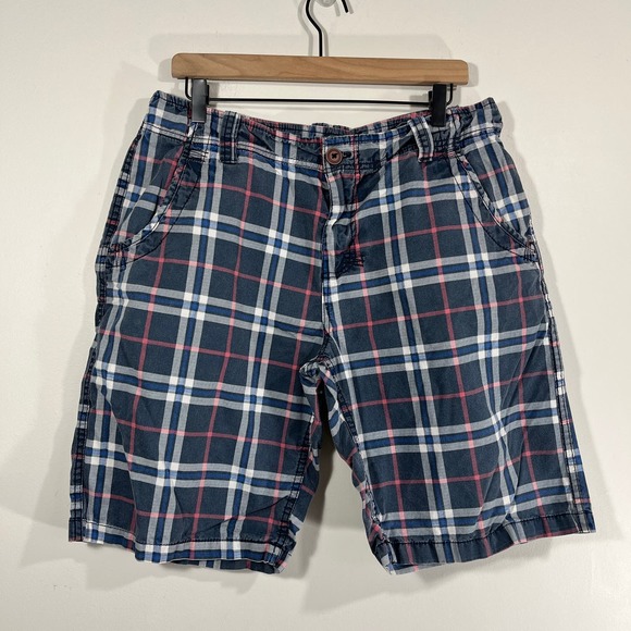 Carbon Men's 34x10 Navy Blue Plaid Bermuda Shorts - Picture 8 of 8